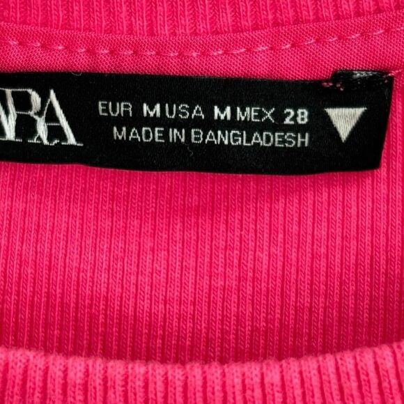 Zara Pink Ruffled Sleeve Bodysuit Ribbed Body Size M - Picture 10 of 10